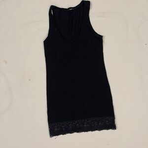 Long Black Tank with Lace Bottom